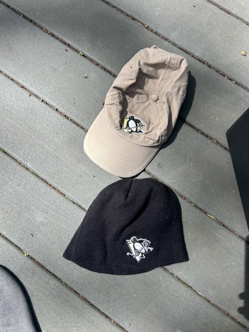 Pittsburgh Penguins Embroidered Khaki Cap & Black Beanie Set